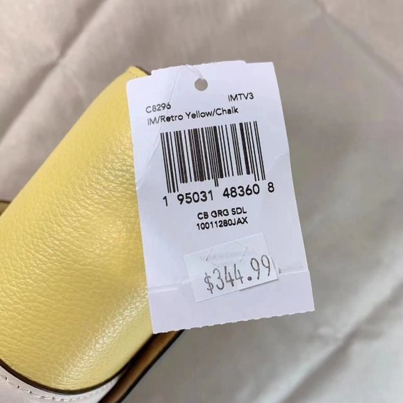 COACH C8296 GEORGIE SADDLE BAG IN COLORBLOCK GOLD/RETRO YELLOW/CHALK - Picture 5 of 5